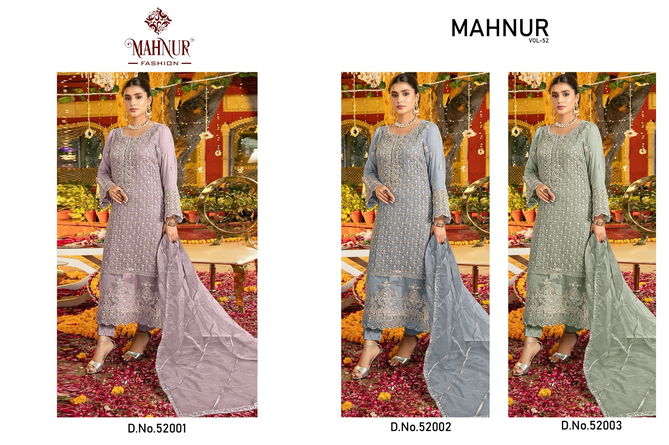 Mahnur Vol 52 Organza Embroidery Pakistani Suits Wholesale Shop In Surat
